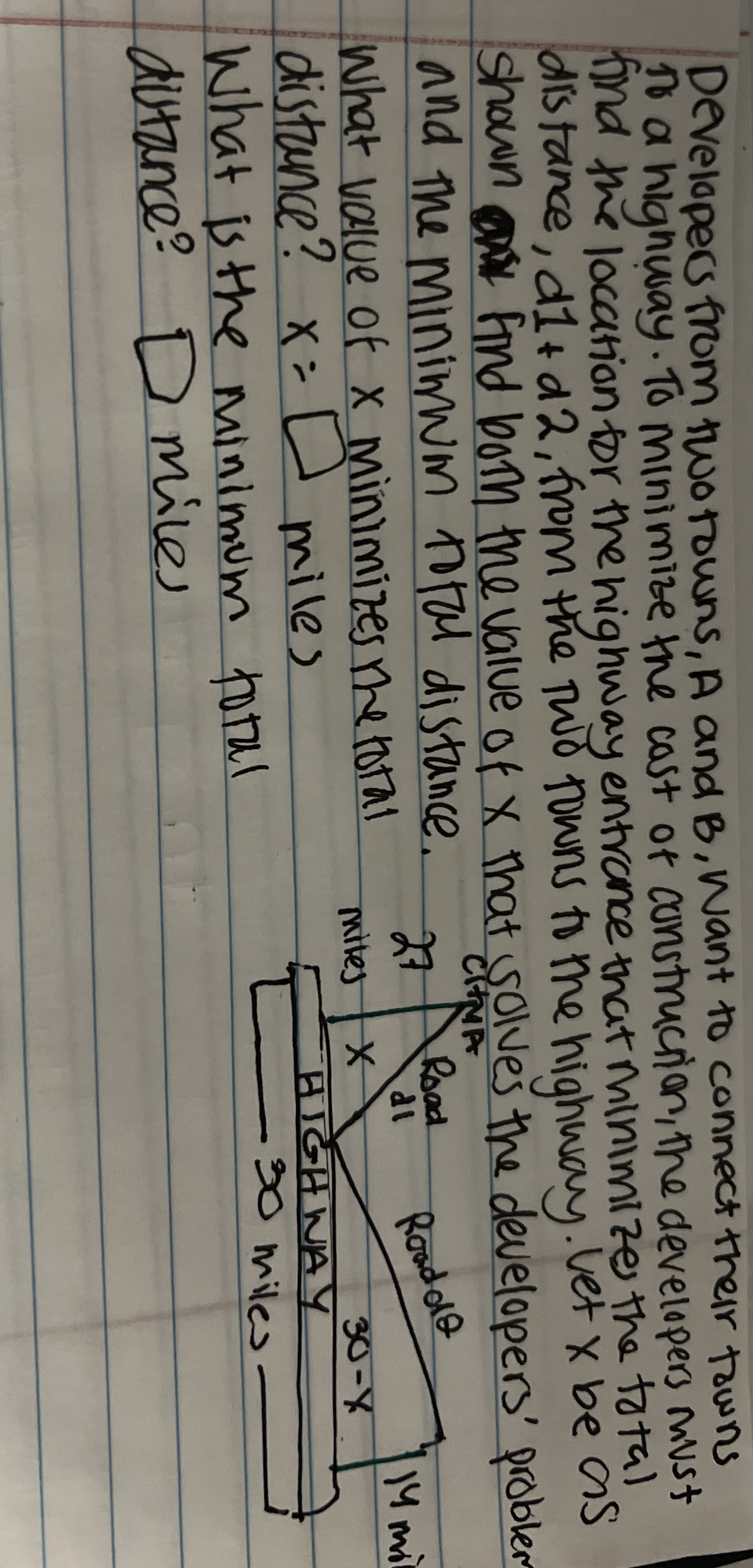 Developers from two towns, A and B , want to