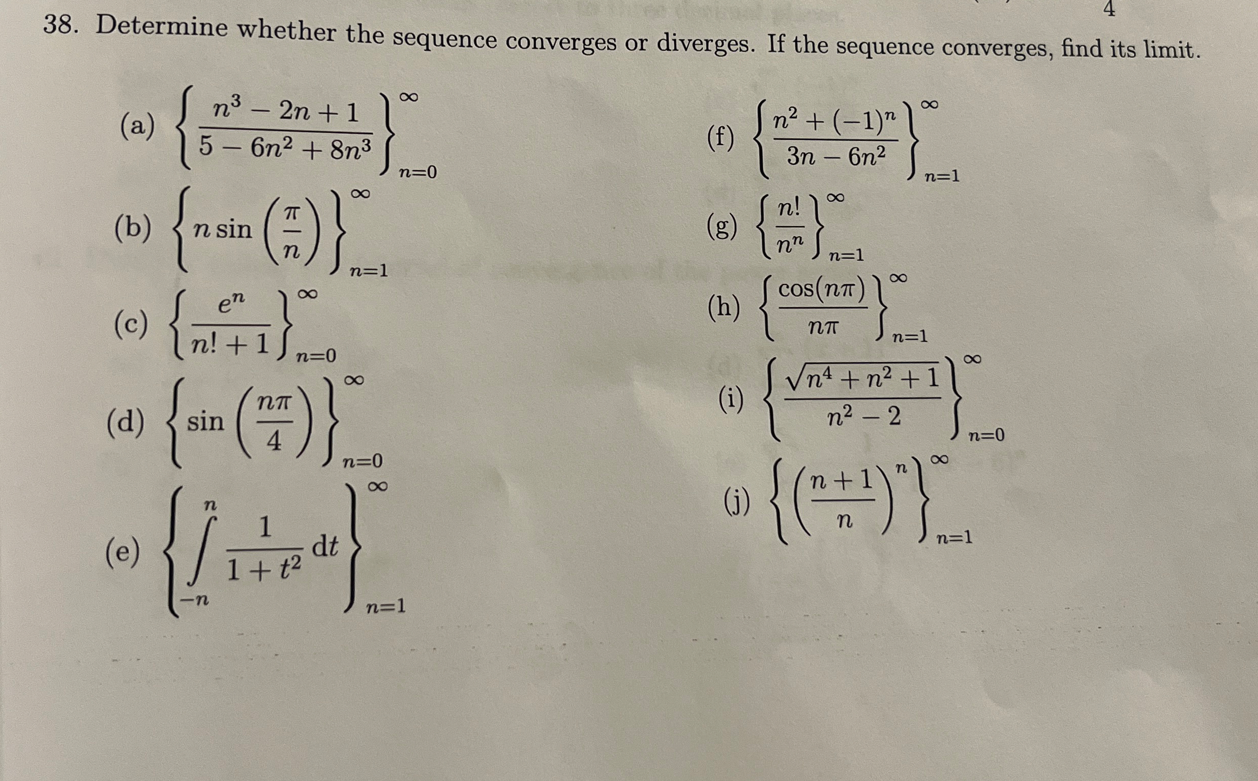 Determine whether the sequence converges or