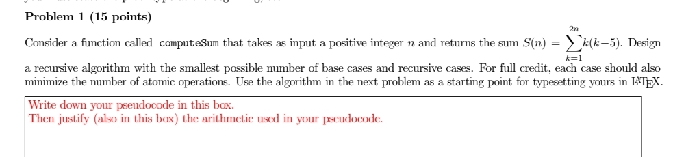 Problem 1 ( 1 5 points ) Consider a function