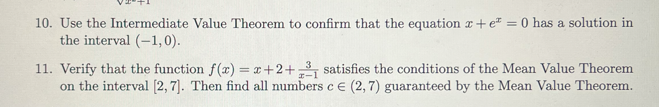 Use the Intermediate Value Theorem to confirm