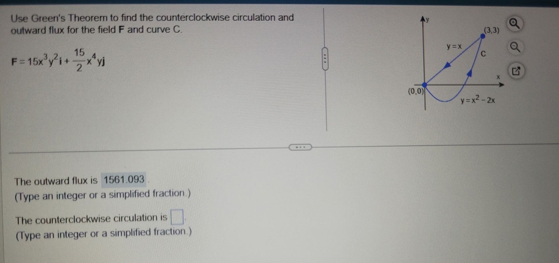 Use Green's Theorem to find the counterclockwise