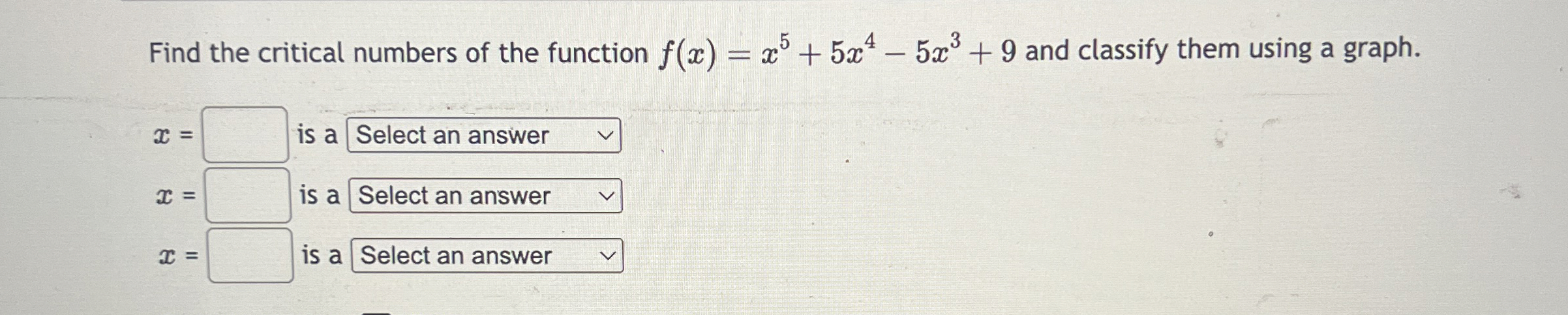 Find the critical numbers of the function f ( x )