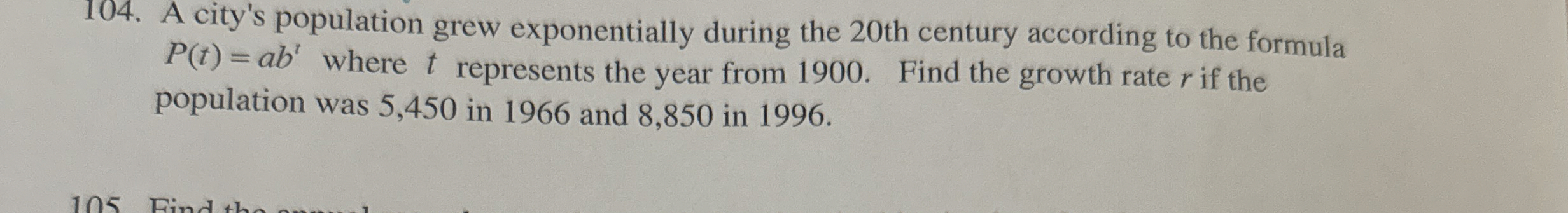 A city's population grew exponentially during the