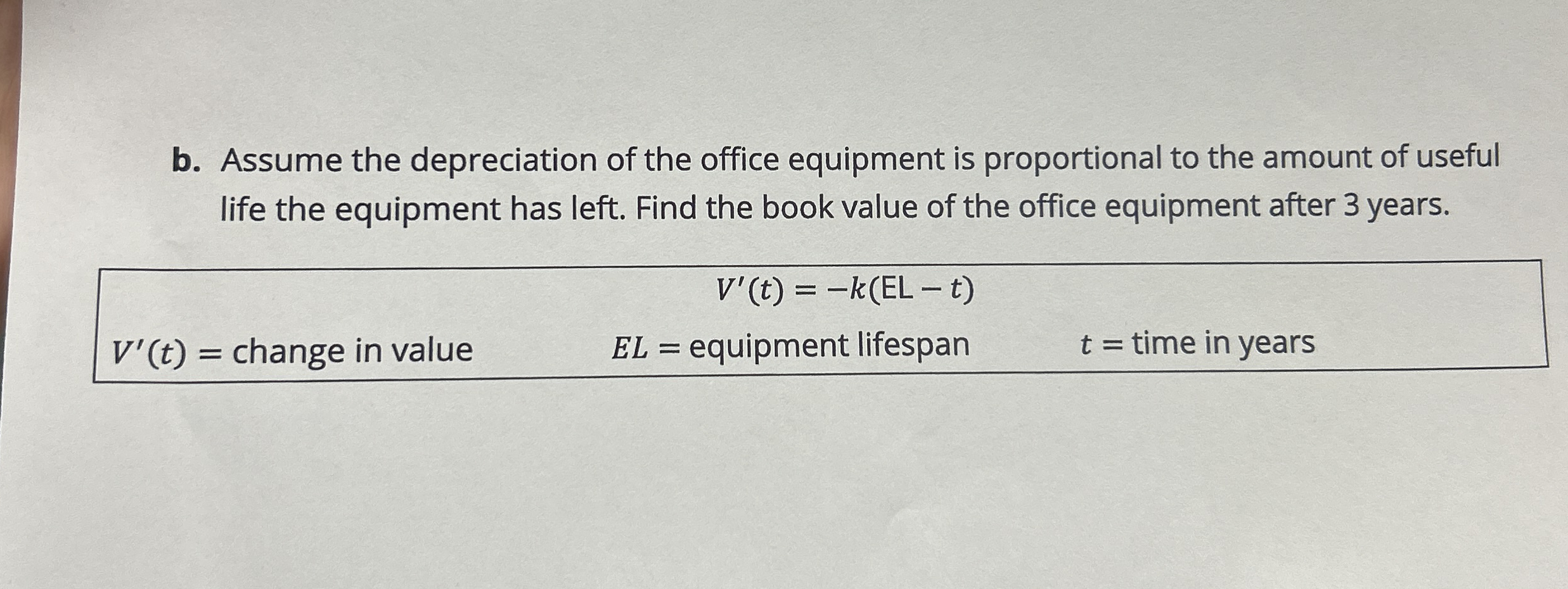 b . Assume the depreciation of the office