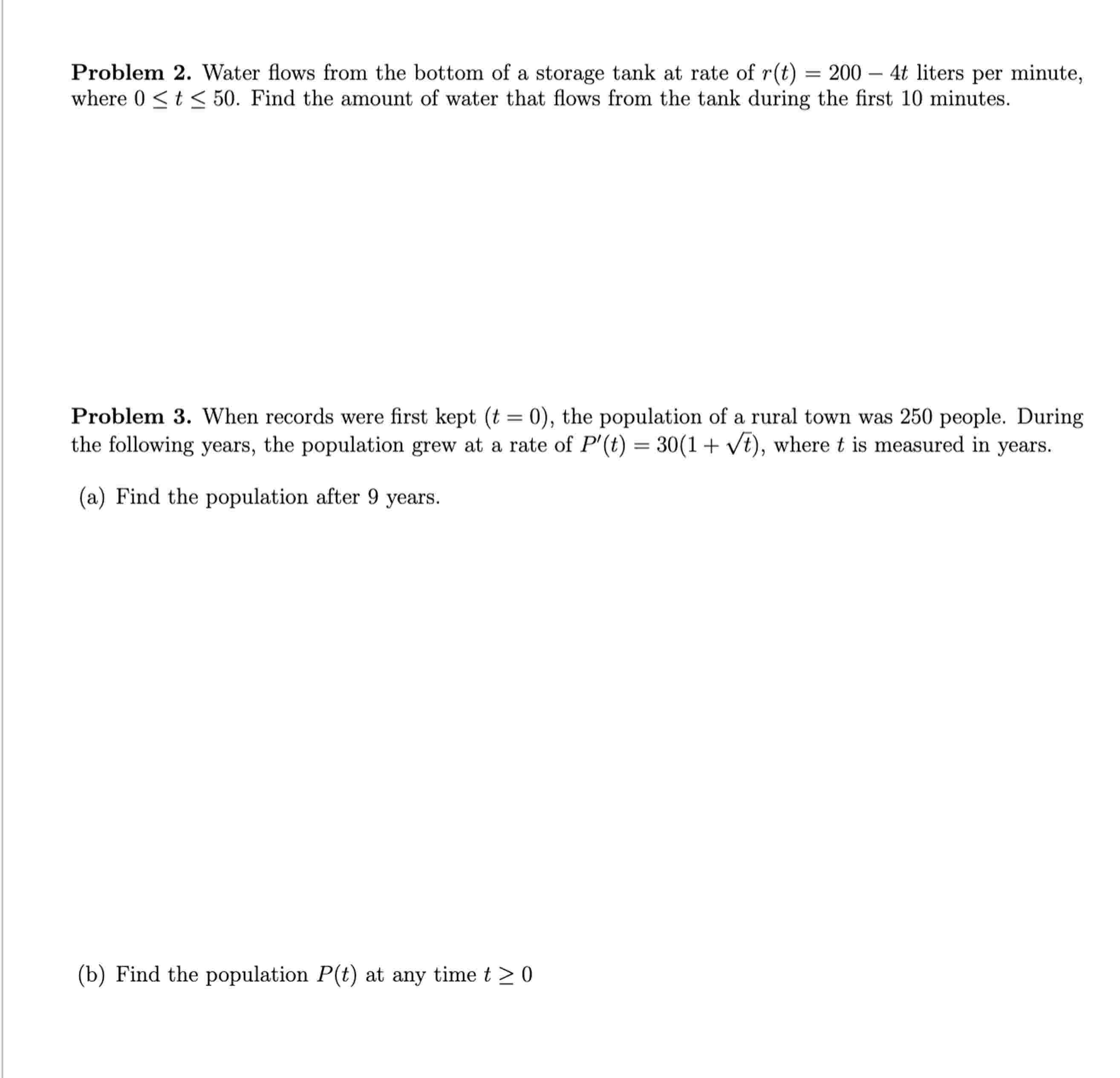 Problem 2 . Water flows from the bottom of a