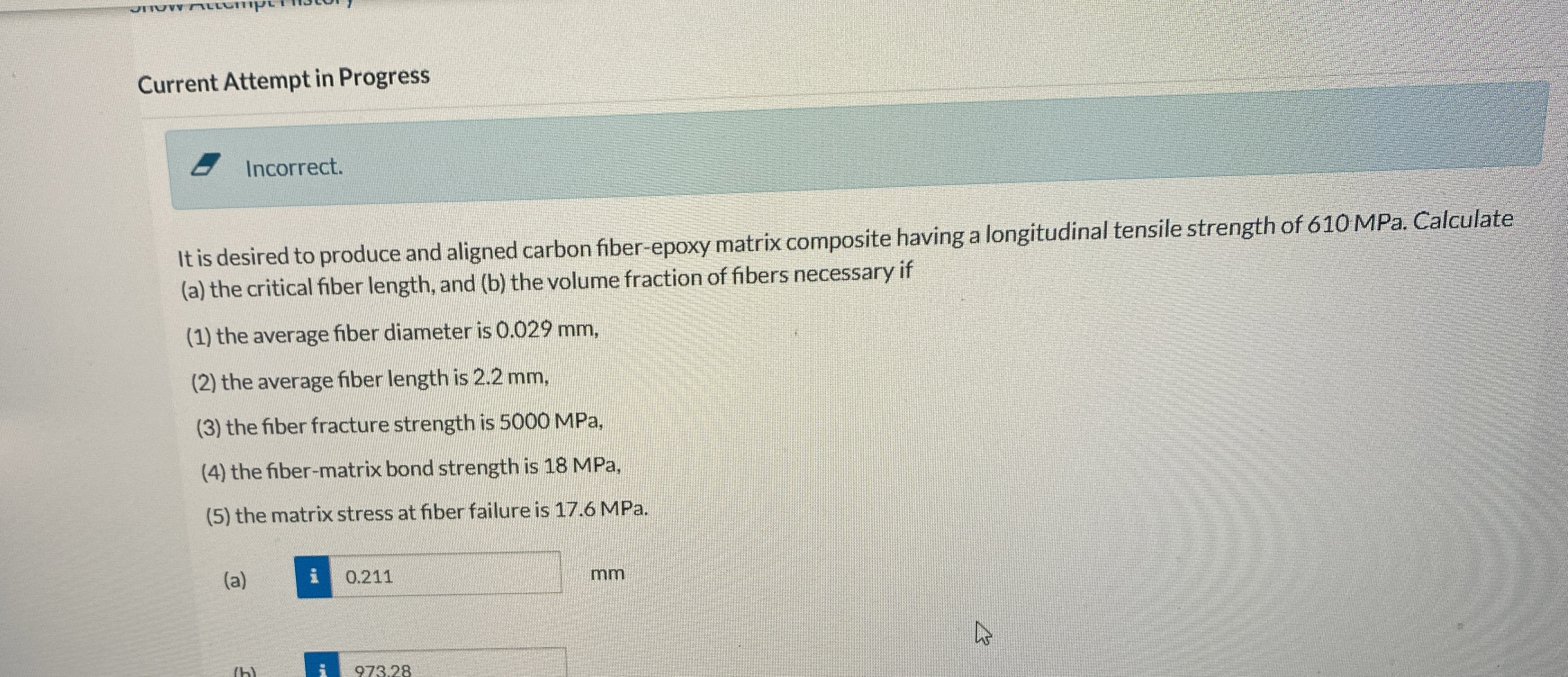 Current Attempt in Progress Incorrect. It is