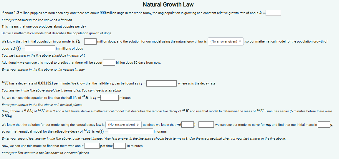 Natural Growth Law If about 1 . 2 million puppies