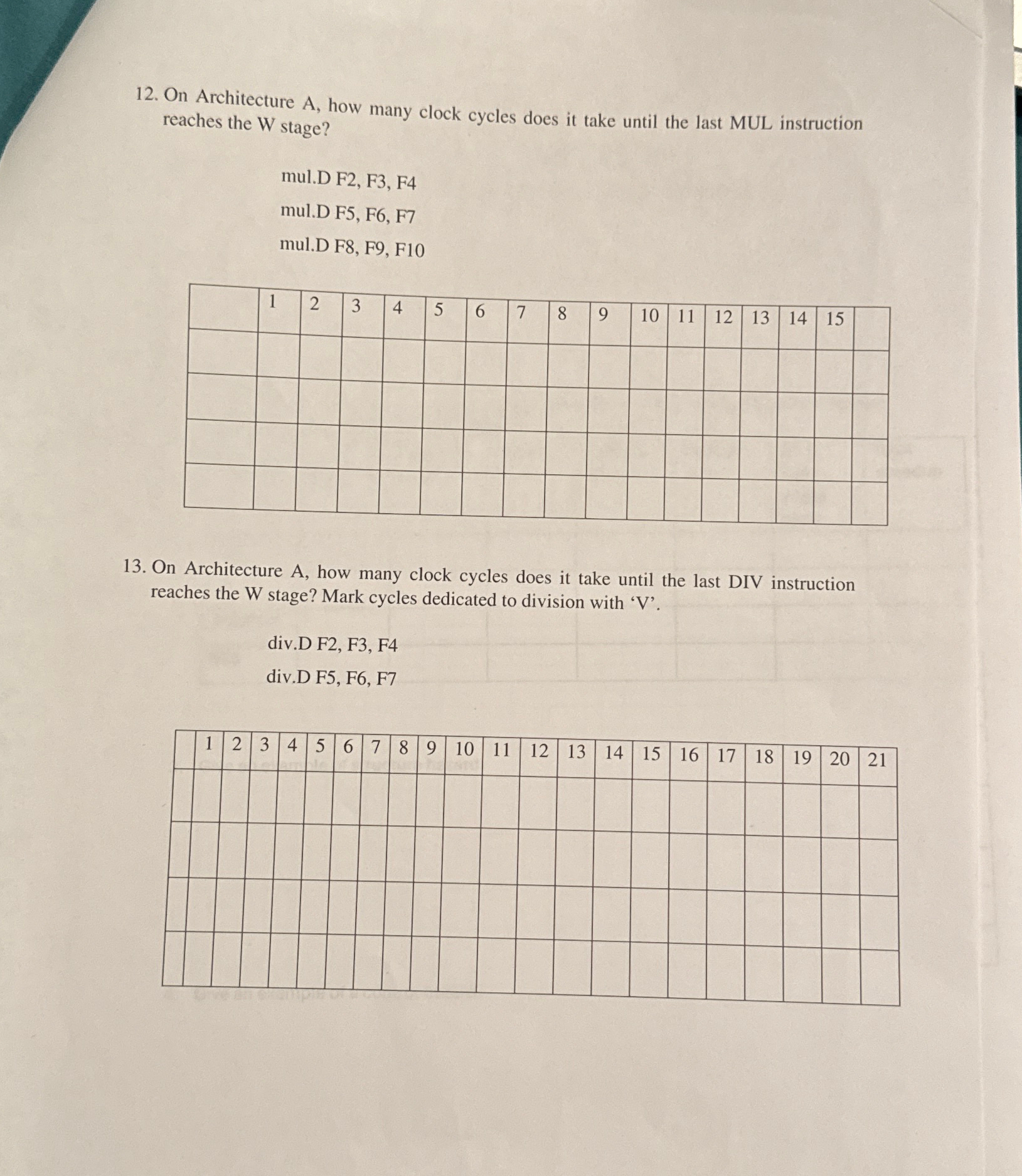 On Architecture A , how many clock cycles does it