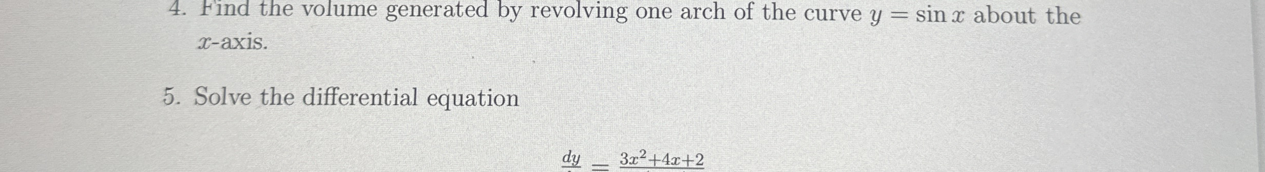 Find the volume generated by revolving one arch