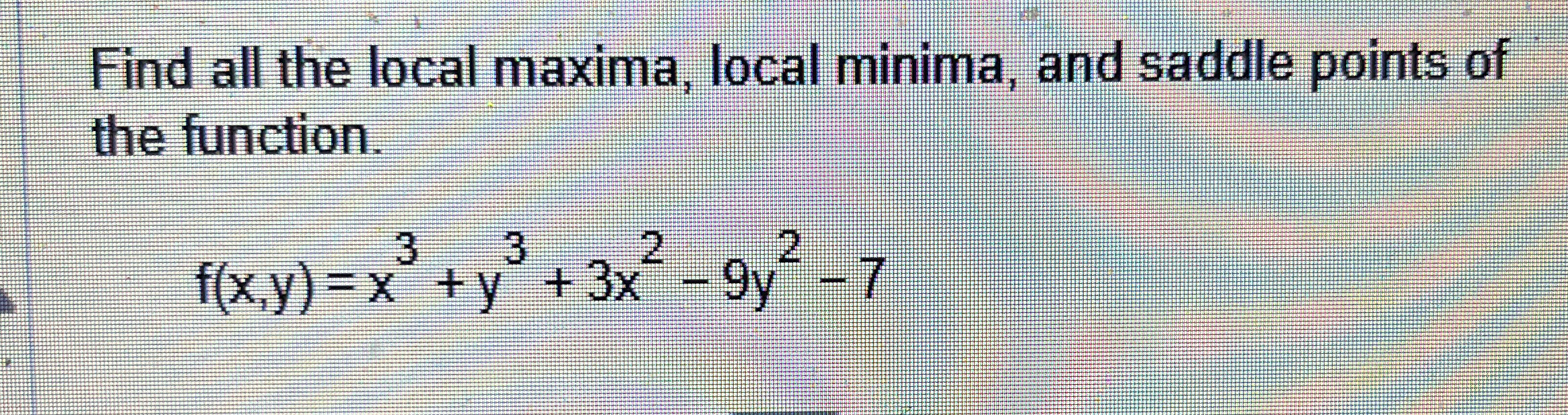 Find all the local maxima, local minima, and