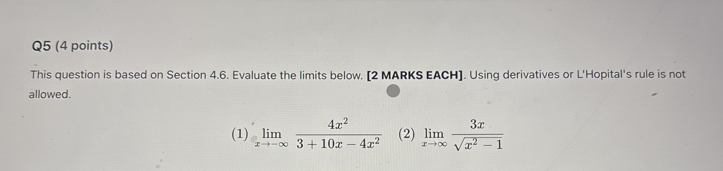 Q 5 ( 4 points ) This question is based on