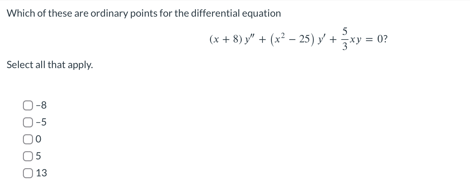 Which of these are ordinary points for the