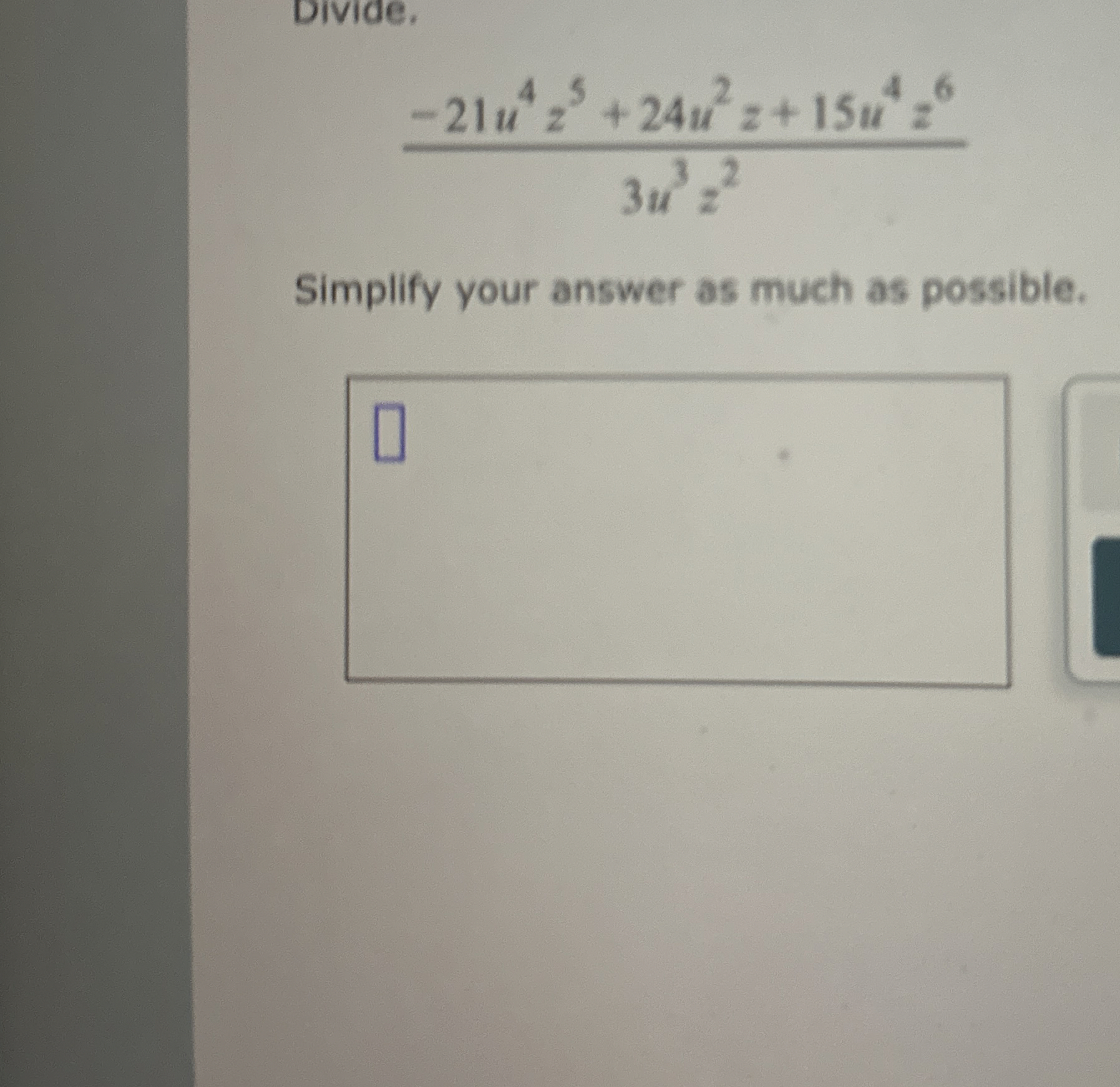 - 2 1 u 4 z 5 + 2 4 u 2 z + 1 5 u 4 z 6 3 u 3 z 2