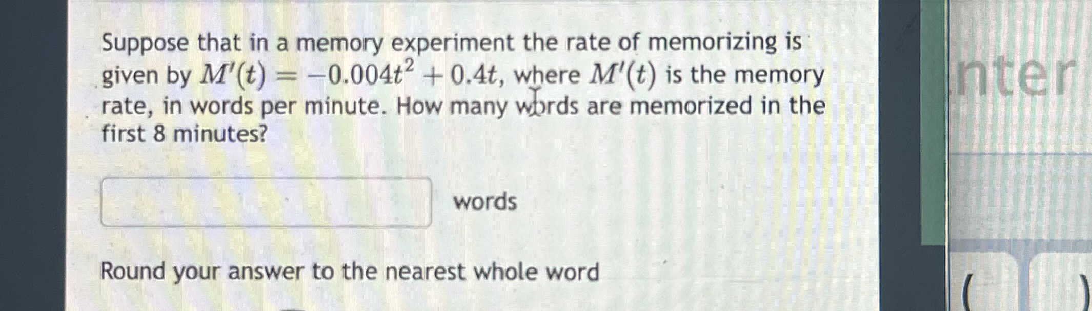 Suppose that in a memory experiment the rate of