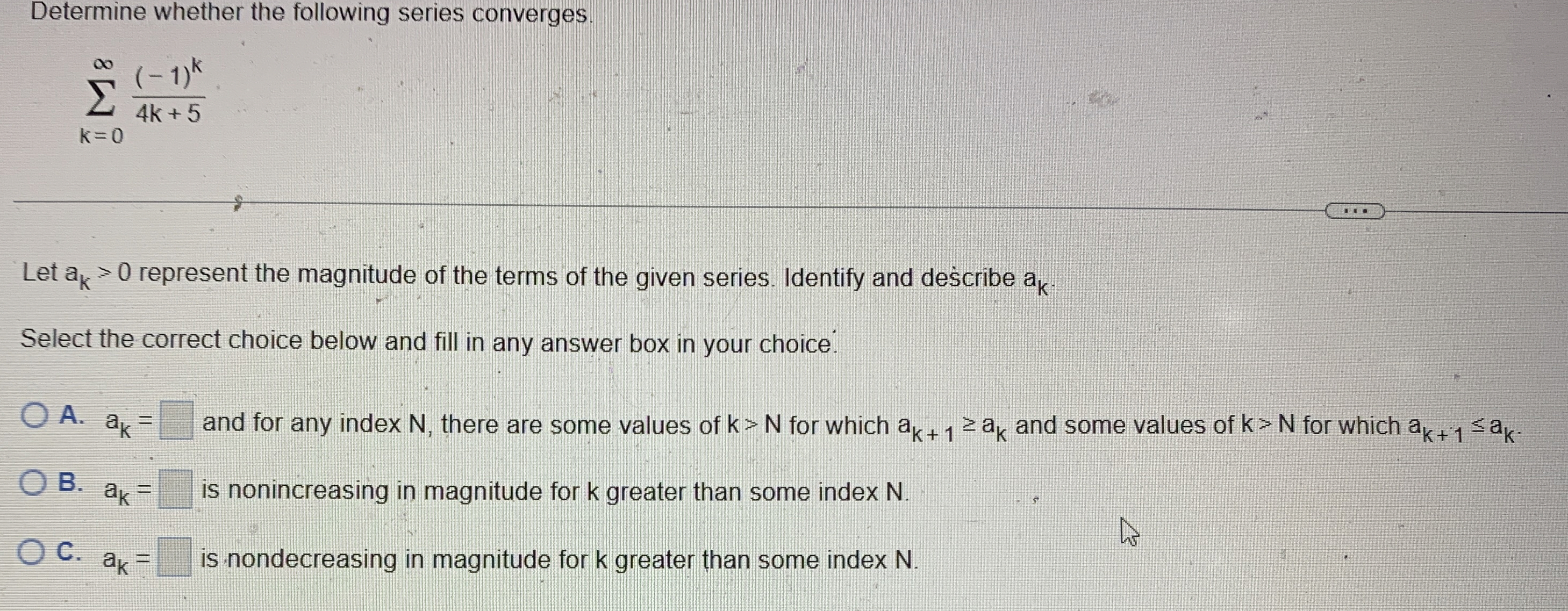Determine whether the following series converges.