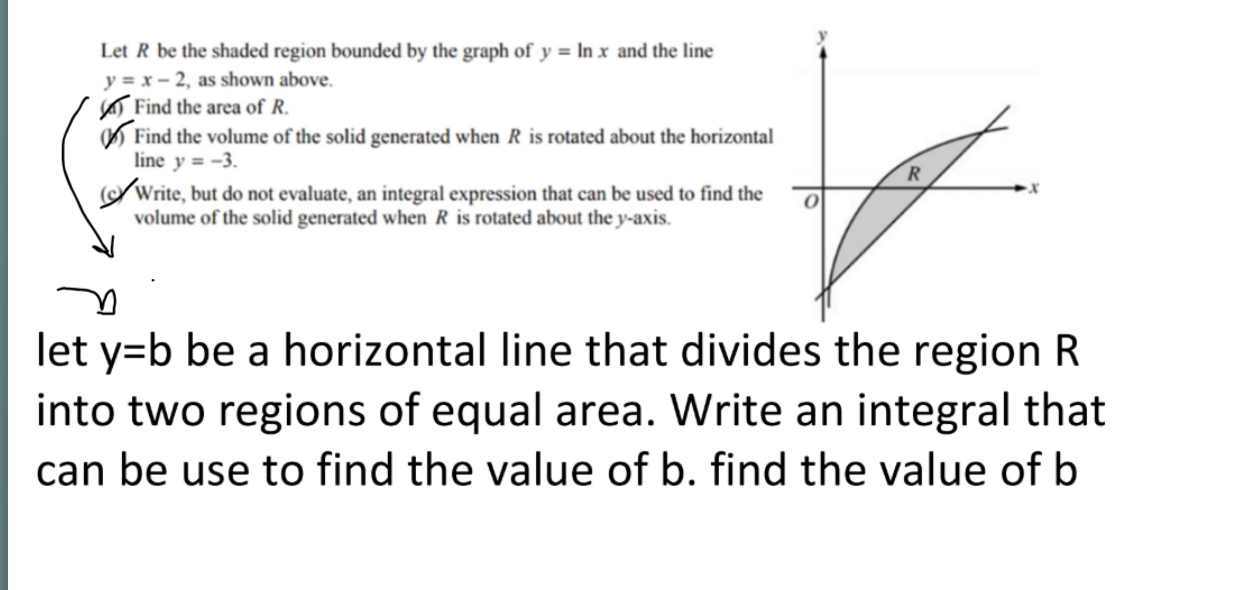 let y = b be a horizontal line that divides the
