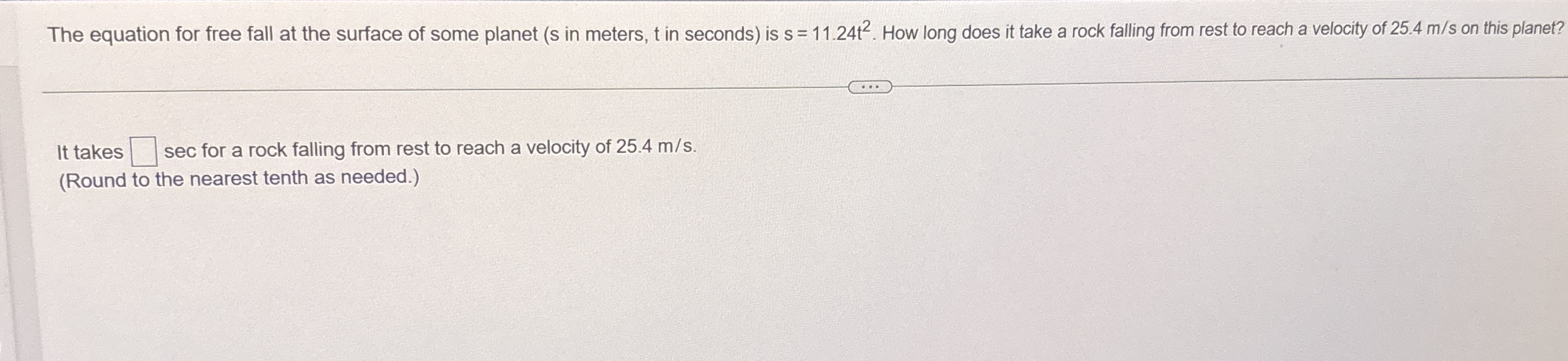 3 . 4 # 4 . The equation for free fall at the