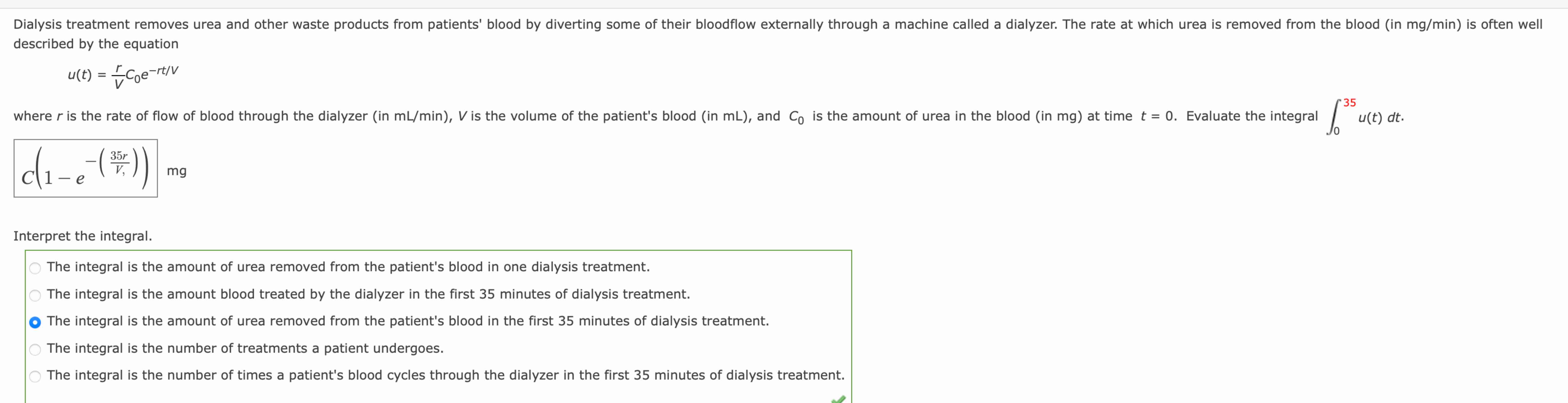 described by the equation \ [ u ( t ) = \ frac {