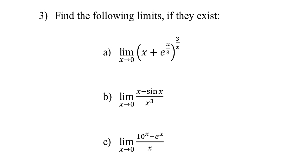 Find the following limits , if they exist: a )
