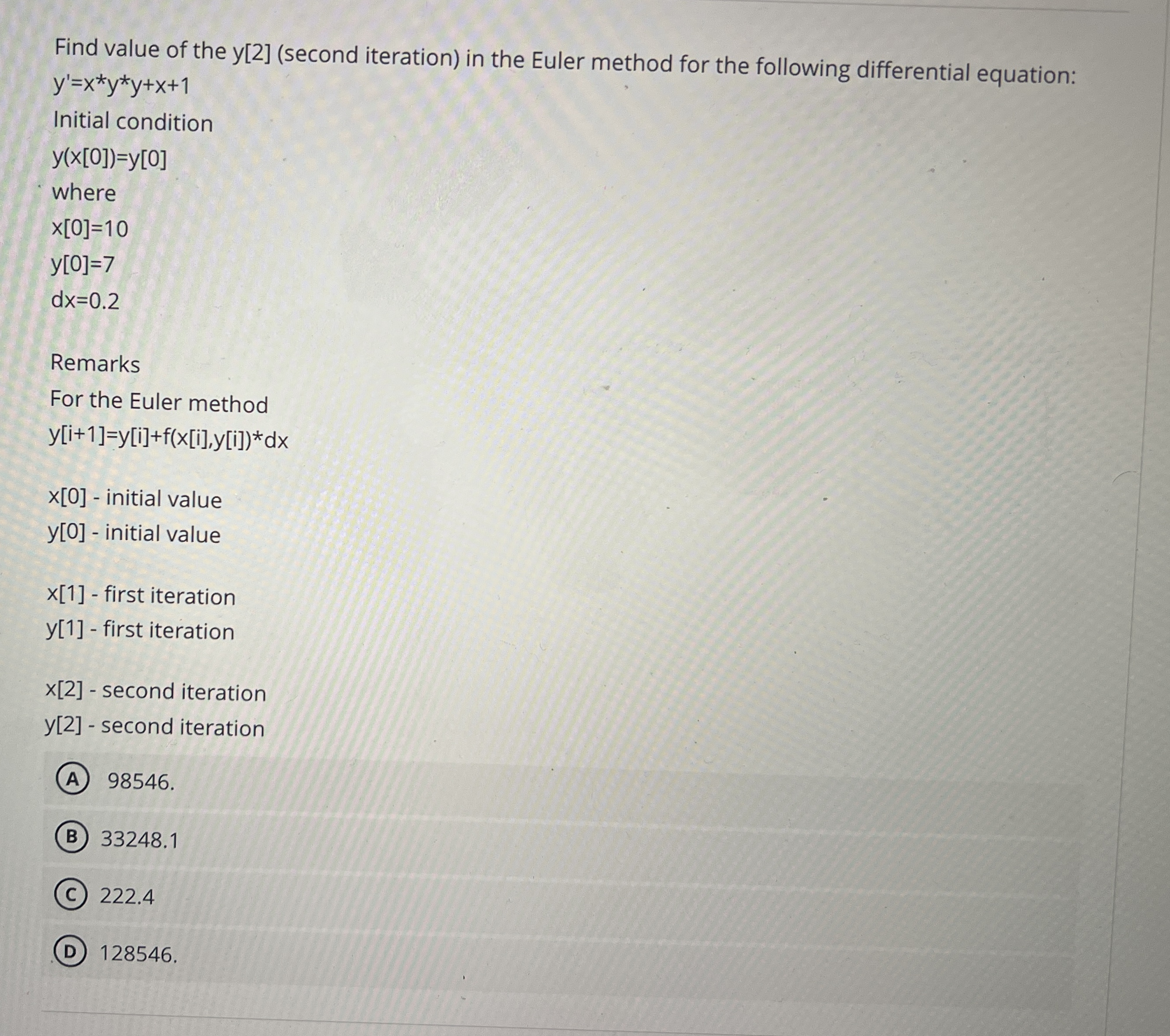 Find value of the y [ 2 ] ( second iteration ) in