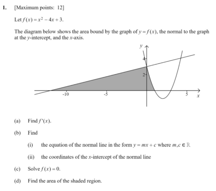 [ Maximum points: 1 2 ] Let f ( x ) = x 2 - 4 x +