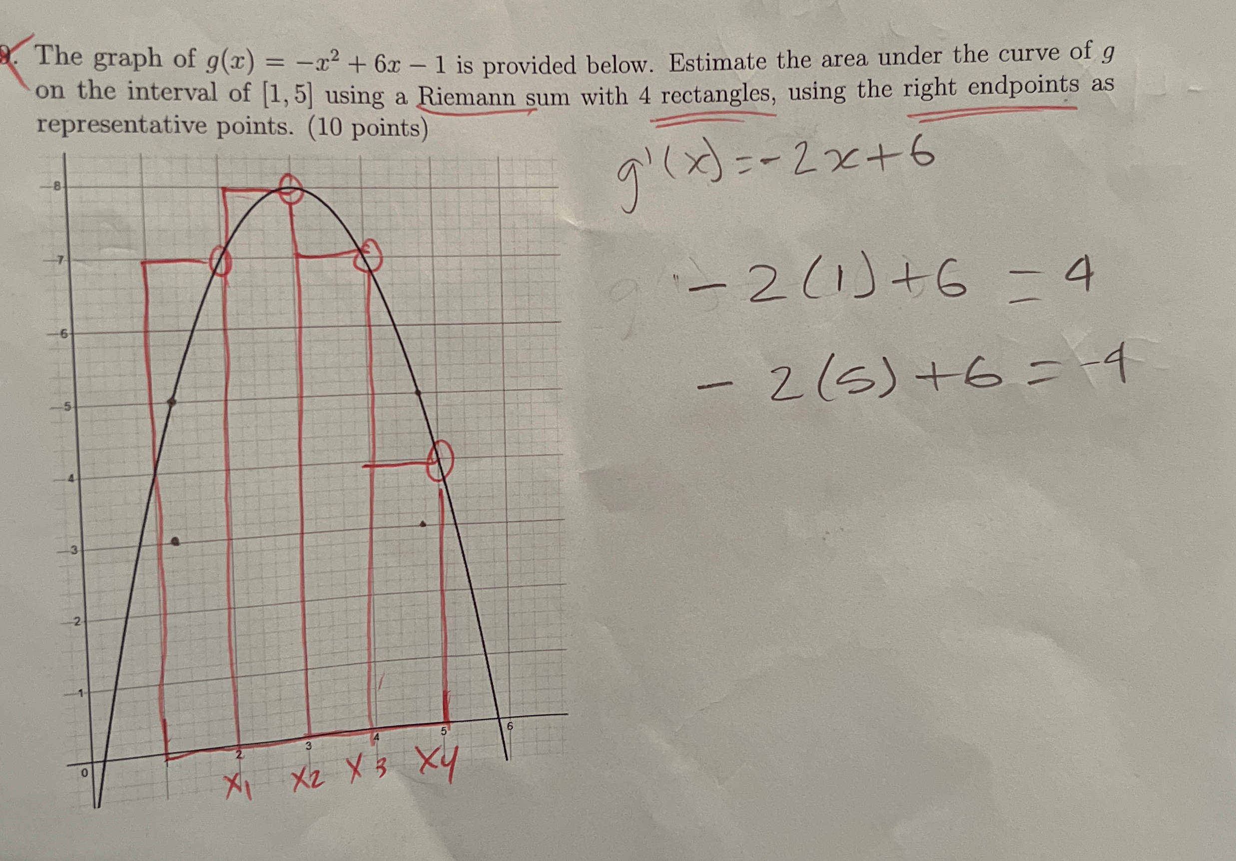 The graph of g ( x ) = - x 2 + 6 x - 1 is