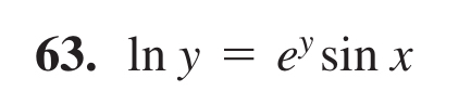 l n y = e y s i n x dy / dx = ?