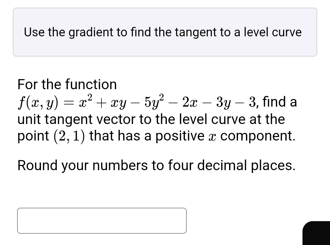Use the gradient to find the tangent to a level
