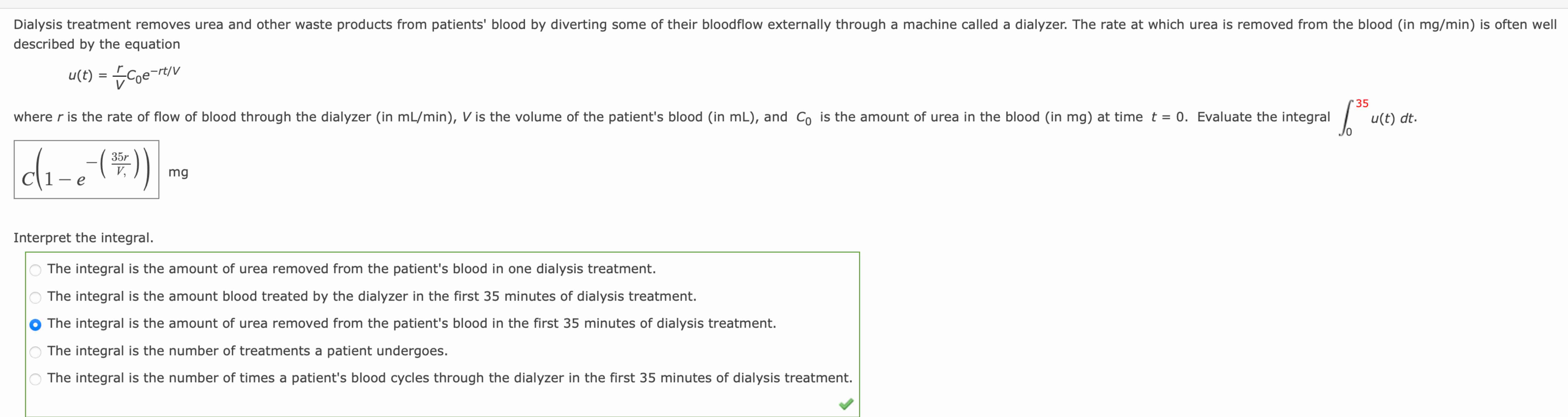 described by the equation \ [ u ( t ) = \ frac {