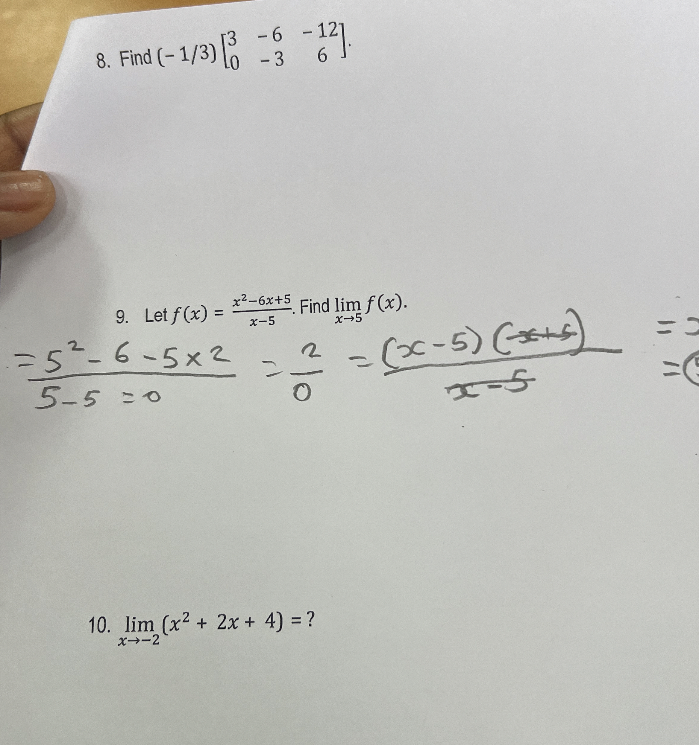 Find ( - 1 3 ) [ 3 - 6 - 1 2 0 - 3 6 ] . Let f (