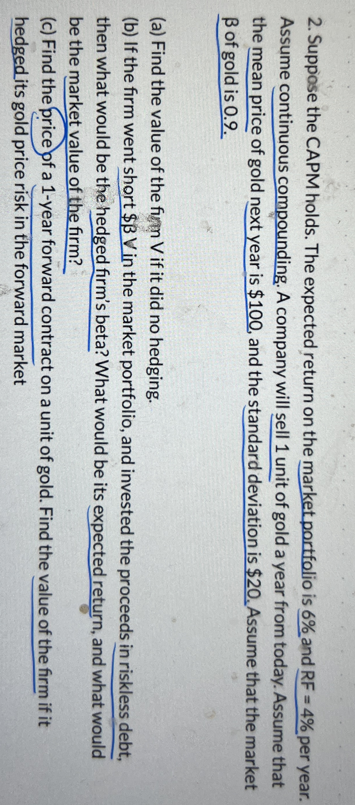Suppose the CAPM holds. The expected return on