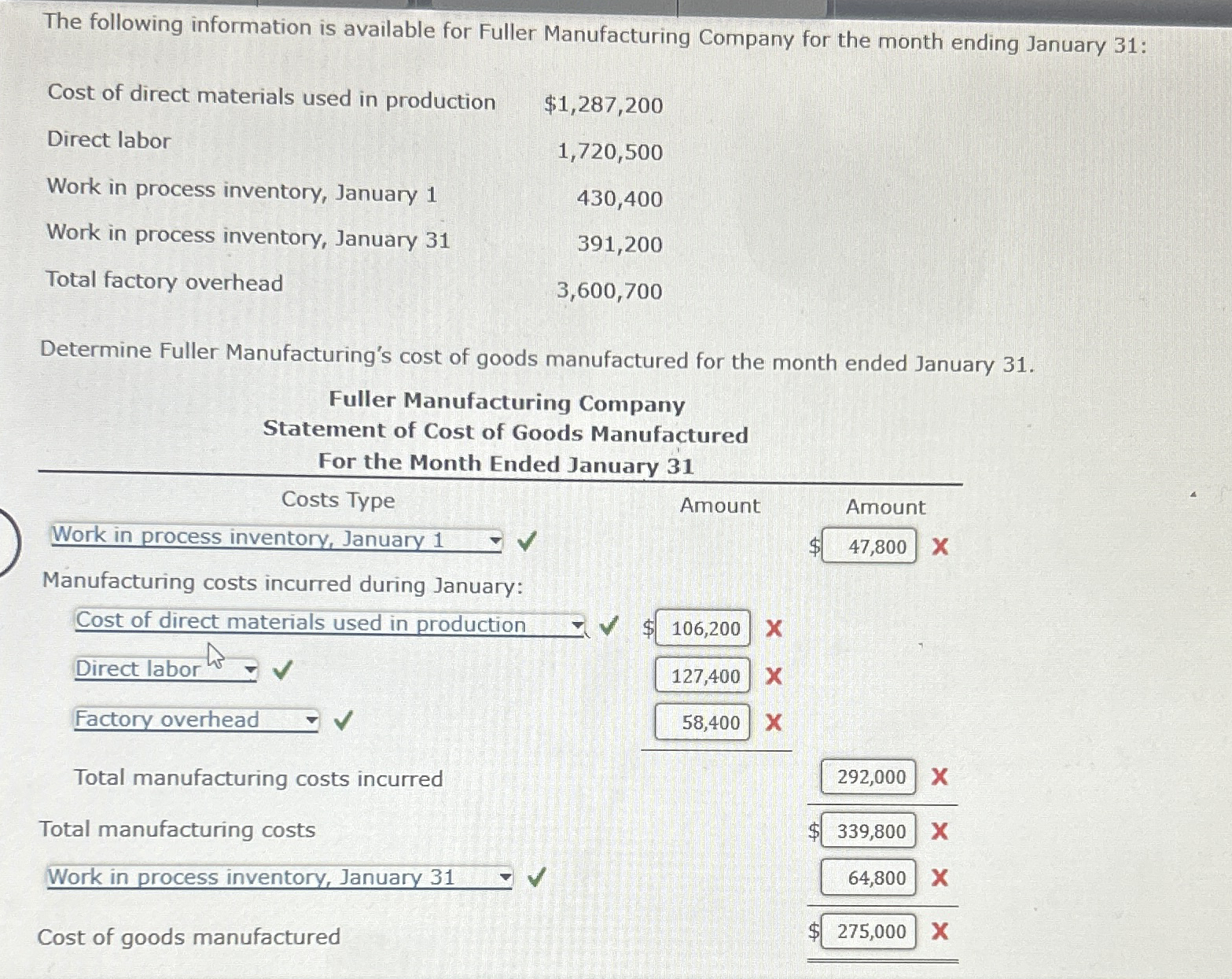 The following information is available for Fuller