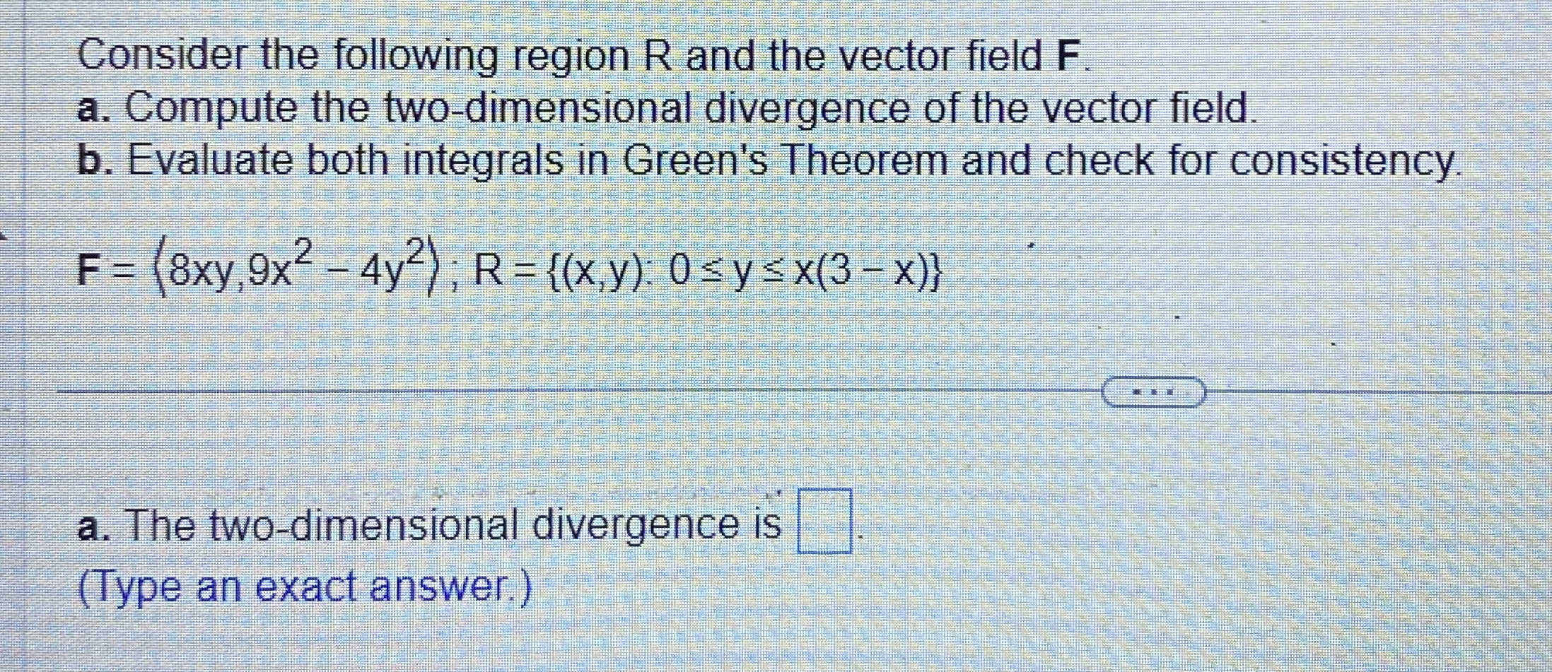 Consider the following region R and the vector