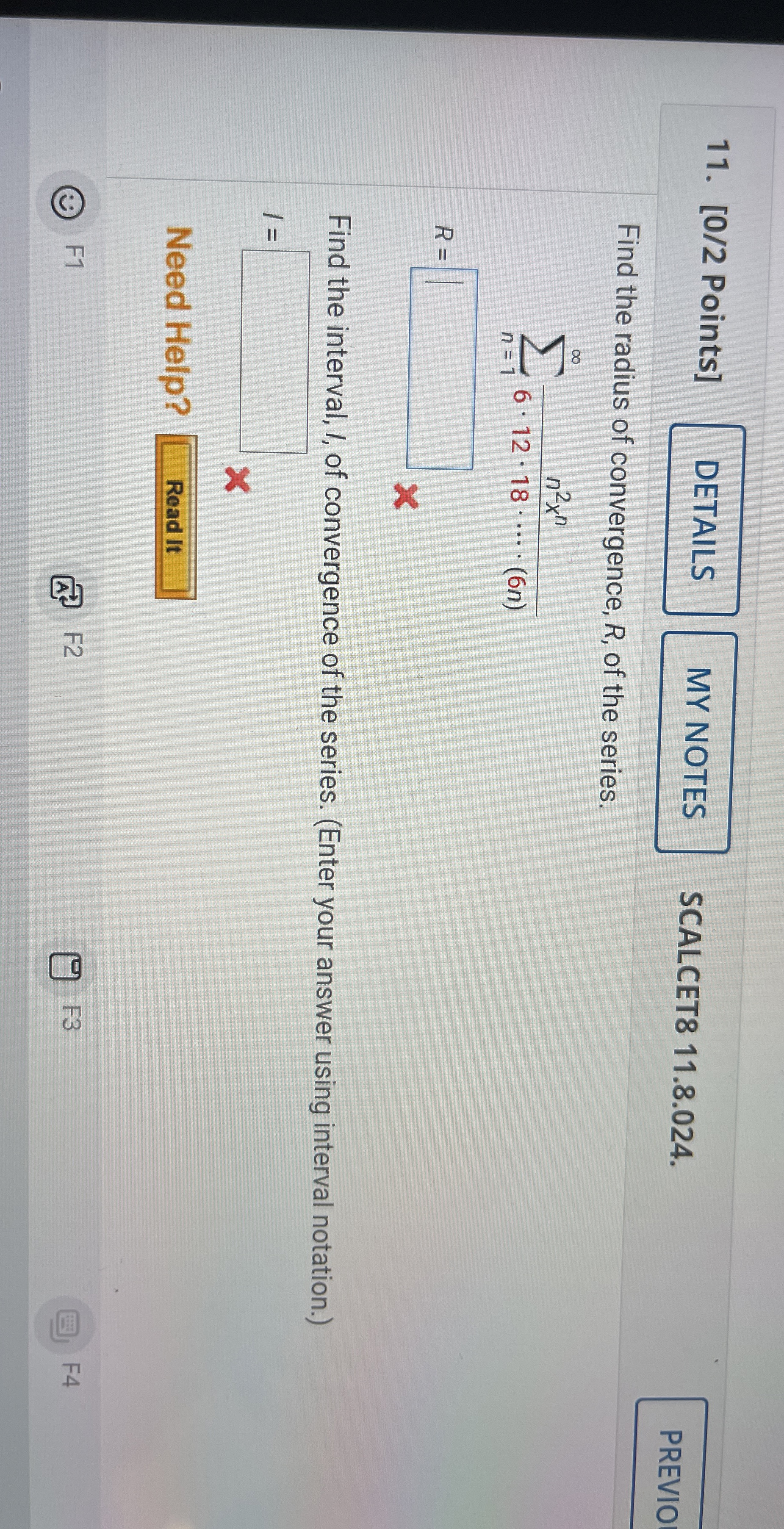 [ 0 / 2 Points ] SCALCET 8 1 1 . 8 . 0 2 4 . Find