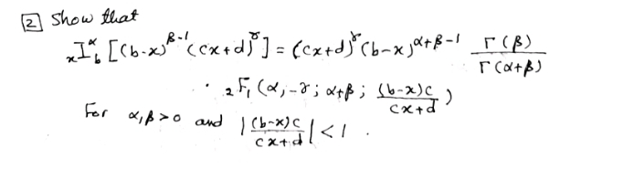 ( 2 ) Show that x x [ ( b - x ) - 1 ( c x + d ) ]