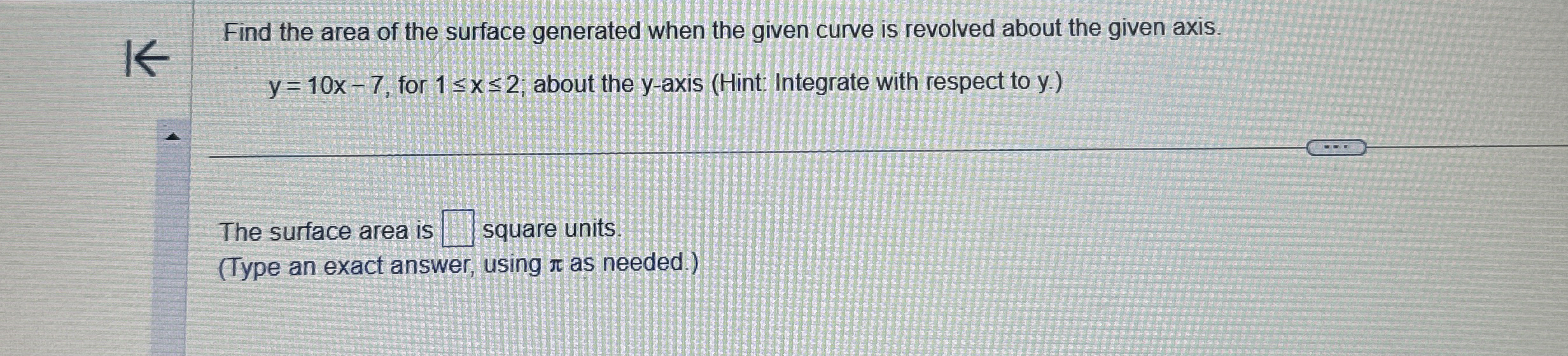Find the area of the surface generated when the