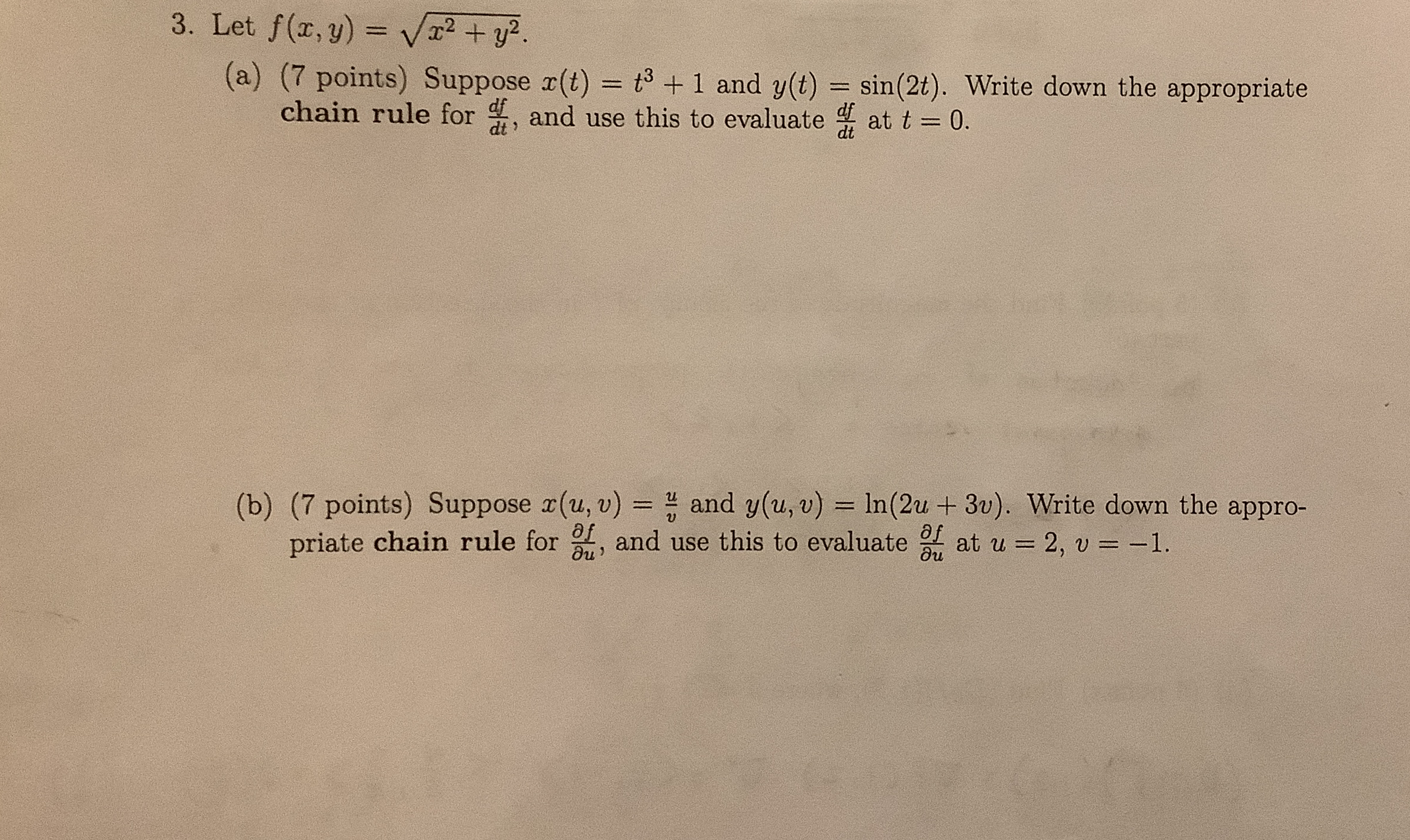 Let f ( x , y ) = x 2 + y 2 2 . ( a ) ( 7 points