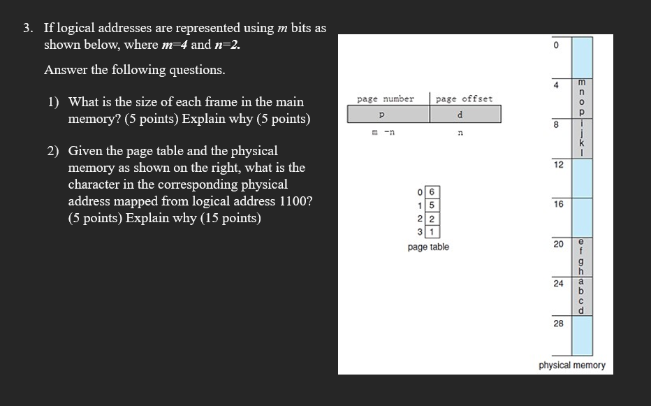 If logical addresses are represented using m bits
