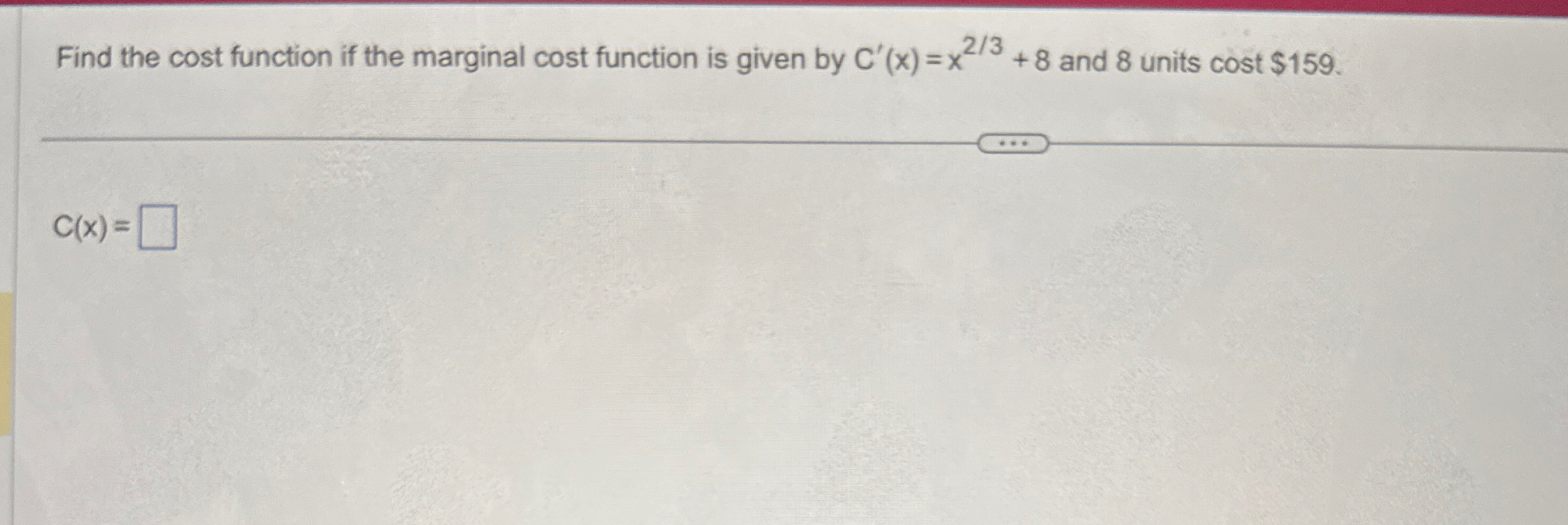 Find the cost function if the marginal cost