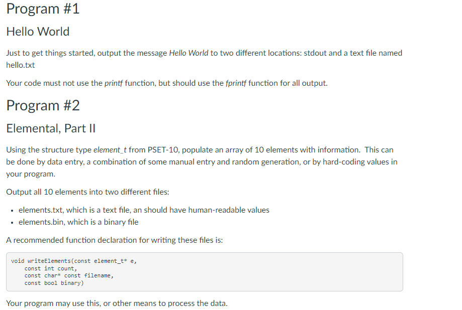 Program # 1 - PLEASE WRITE COMPLETELY IN CODE BY