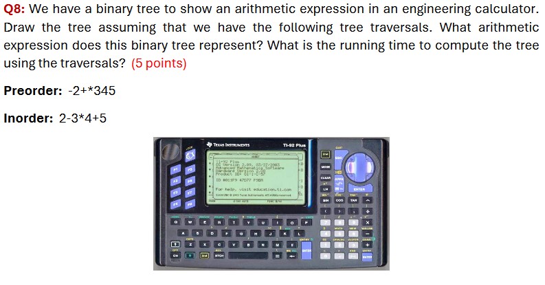 Q 8 : We have a binary tree to show an arithmetic