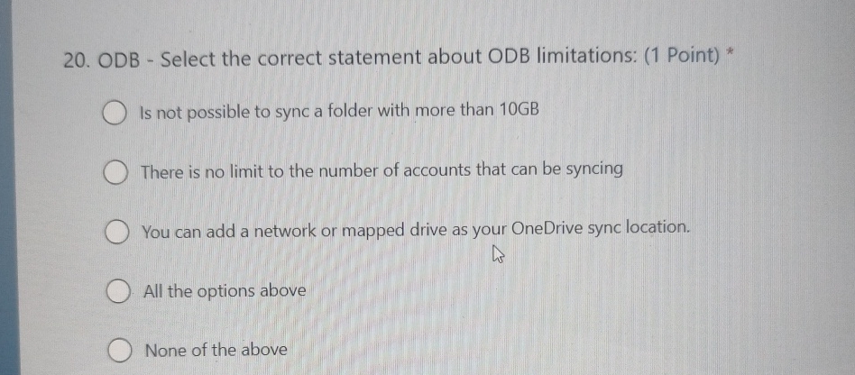 ODB - Select the correct statement about ODB