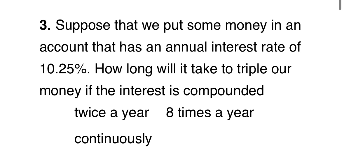 Suppose that we put some money in an account that