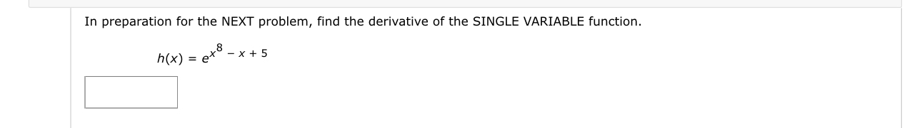 In preparation for the NEXT problem, find the