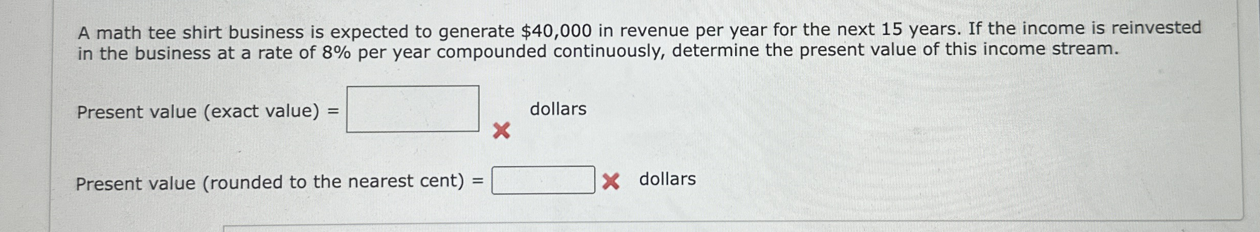 A math tee shirt business is expected to generate