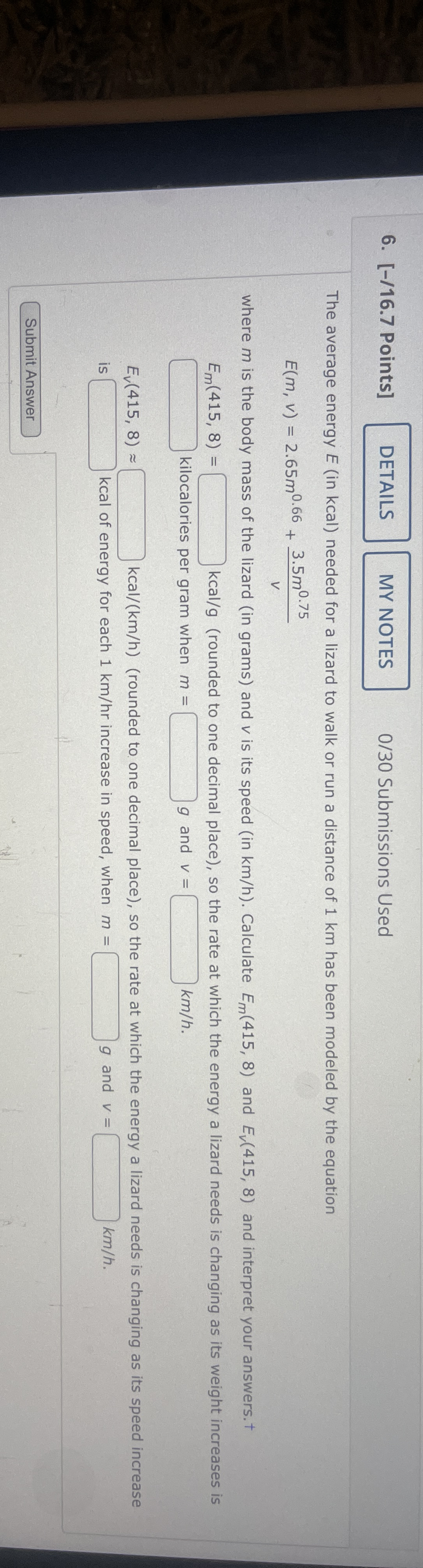 [ - / 1 6 . 7 Points ] 0 / 3 0 Submissions Used