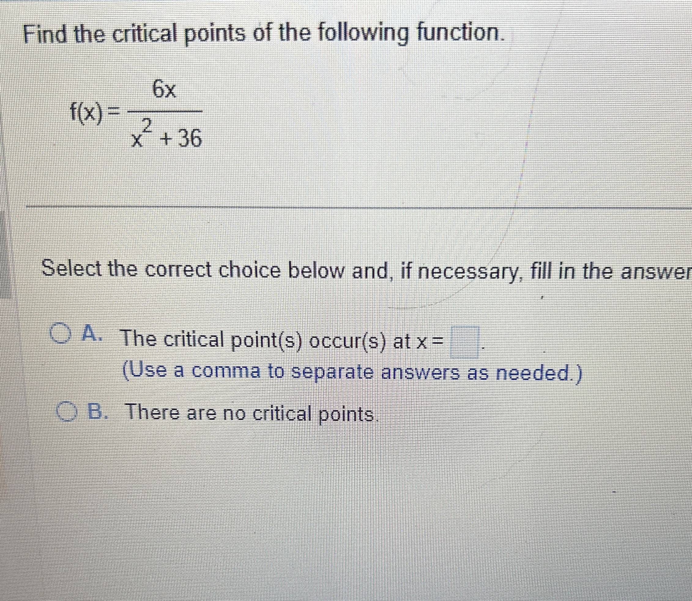 Find the critical points of the following