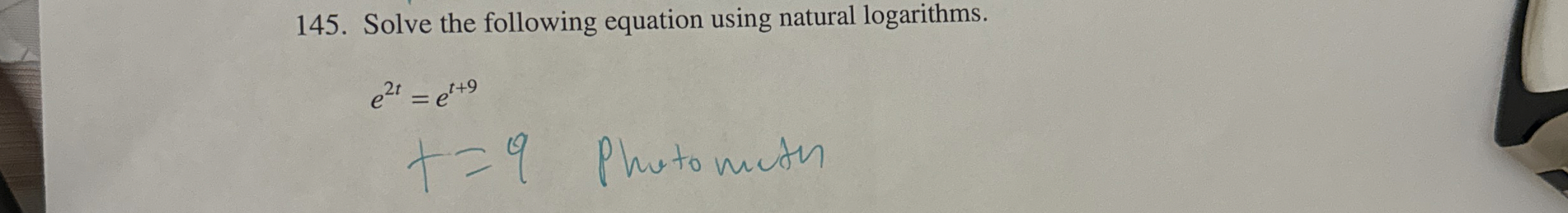 Solve the following equation using natural