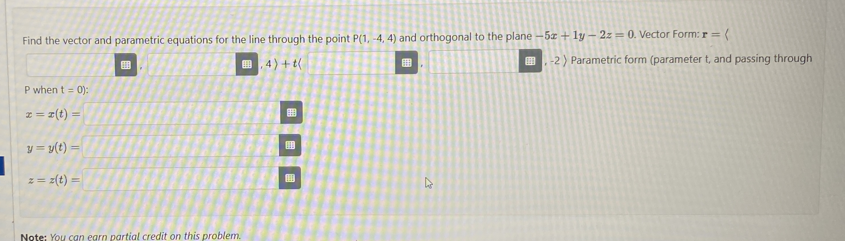 Find the vector and parametric equations for the