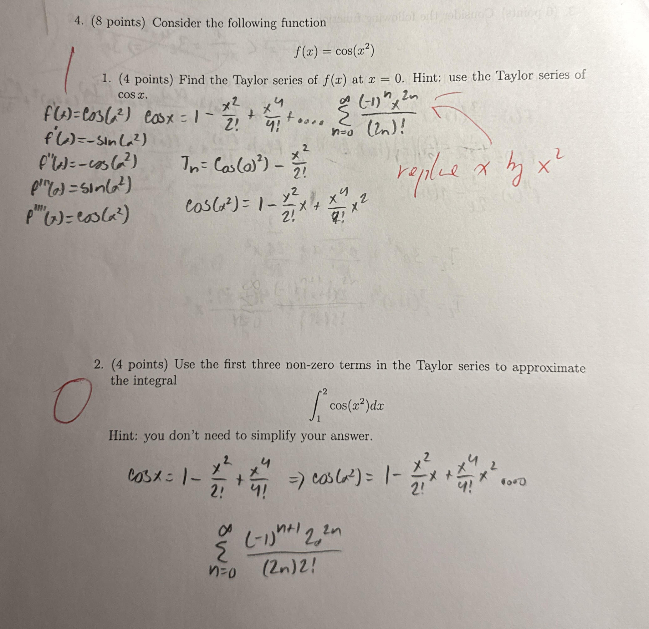 ( 8 points ) Consider the following function f (